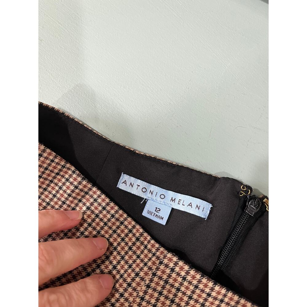 Antonio Melani Houndstooth Pencil Skirt Career Office Workwear Size 12‎ Chic - Picture 4 of 6